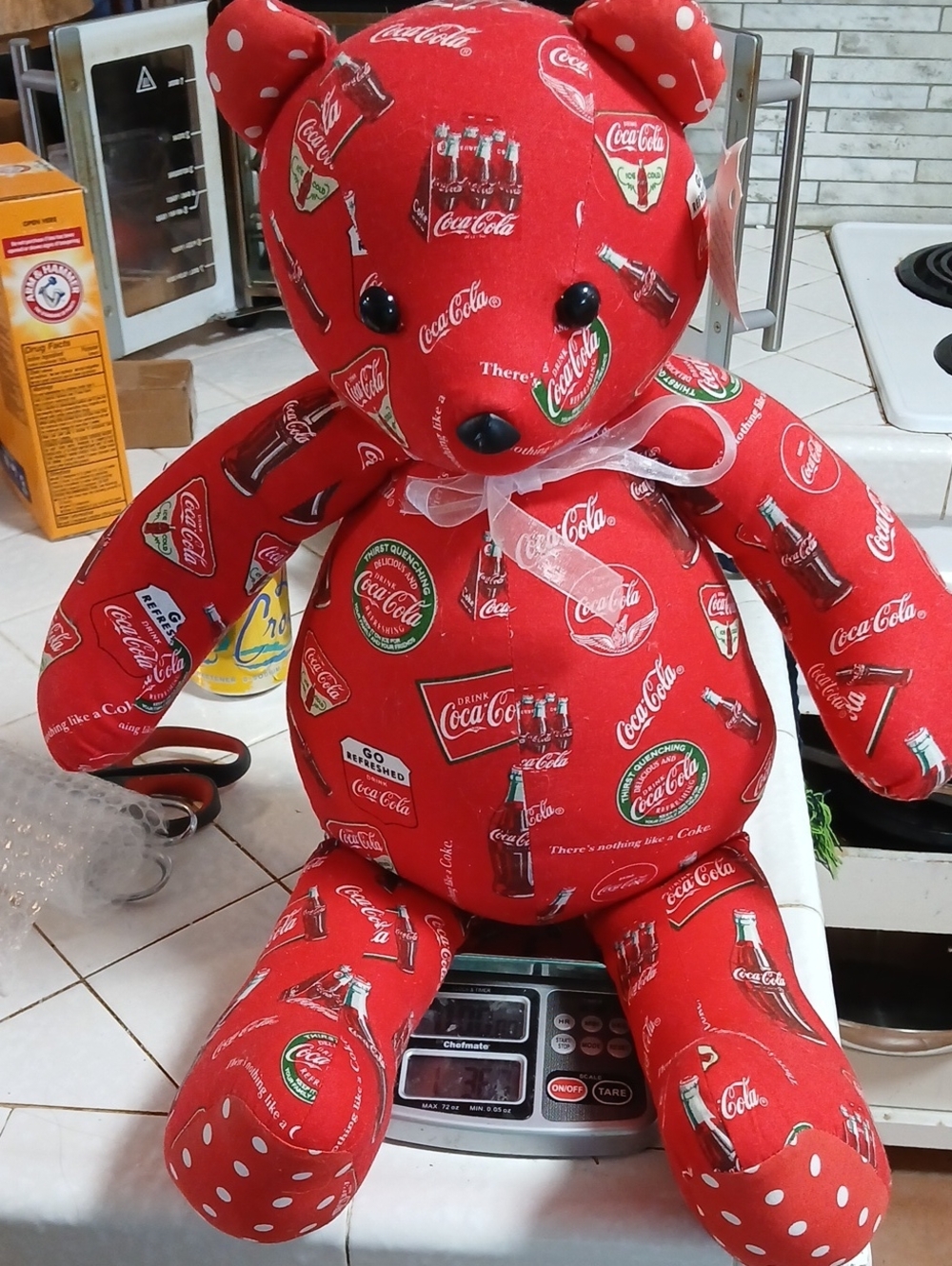 Coca Cola Red Logo Pattern Plush Teddy Bear